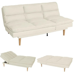 Mendler HWC-M79 Sofa lova, svečių lova, sofa lova, sofa-lova, miego funkcija, gulimas paviršius 180 x 110 cm, audinys / tekstilė, kreminė