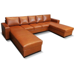 Quattro Meble Ruda natūralios odos Mallorca U formos kampinė sofa 200 x 355 x 185 cm su miego funkcija ir lovos dėže Odinė sofa Natūralios odos sofa kampinė sofa Pasirinktos spalvos