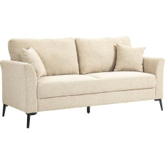 Homcom Dvivietė sofa, lino išvaizdos sofa, metalinės kojos, minkšta sofa, minkšta dvigulė sofa svetainei, miegamajam, 179 x 80 x 89 cm, smėlio spalvos