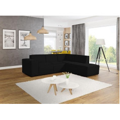 Sesto Senso Didelė šiuolaikinė sofa 261 x 216 cm - moderni kampinė sofa su porankiu - L formos sofa svetainei ant juodų kojelių - stilinga ir patogi sofa svetainei - kairė arba dešinė