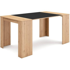 Skraut Home Išskleidžiamas stalas, daugiafunkcinis išskleidžiamas stalas, 160 cm, 8 svečiams, valgomojo stalai, modernus stilius, juodas ąžuolas
