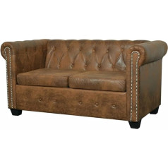 Arkem Česterfildo sofa 2-vietė dirbtinė ruda maža sofa paauglio kambariui