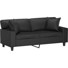 Tidyard Sofa 2 vietų sofa, svetainės sofa su porankiais, svetainės sofa, dizaino sofa, sėdimoji dalis, moderni, dekoratyvinė pagalvėlė, juoda, 140 cm dirbtinė oda