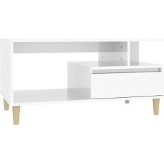Vidaxl Kavos staliukas Svetainės staliukas Šoninis staliukas Sofos staliukas Arbatos staliukas Kavos staliukas Svetainės staliukas Blizgus baltas 90 x 49 x 45 cm Medienos medžiaga