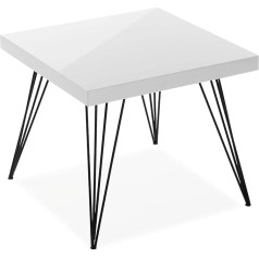 Versa Denver šoninis staliukas svetainei, miegamajam ar virtuvei, modernus žemas staliukas, 43 x 50 x 50 cm (V x D x Š), medis ir metalas, baltos spalvos