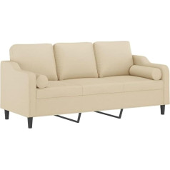 ‎Vidaxl vidaXL 3 vietų sofa, sofa su dekoratyvinėmis pagalvėlėmis, svetainės sofa, minkšta sofa, fotelis, relaksacinė sofa, poilsio sofa, poilsio sofa, relaksacinė sofa, kreminis audinys