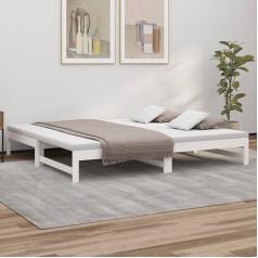 ZEYUAN 823405 Išskleidžiama dienos lova Balta 2 x (90 x 200) cm pušies masyvo sofa lova Dienos lova Sofa lova Sofa lova Sofa lova Jaunimo lovos rėmas Lova Lova Kanapa