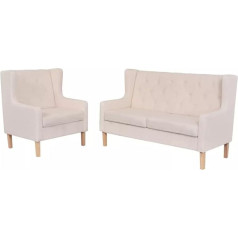 Homgoday 2 dalių sofos komplektas Audinys Kreminė balta sofa Sofa Kanapa Dvigulė sofa Išskleidžiama sofa Minkšta sofa Šiuolaikinė poilsio sofa Svetainės sofa Sofa gyvenamajam kambariui Priėmimo kabinetui