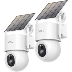 AOSU 3K 5MP lauko saulės baterijų stebėjimo kamera, 360° PTZ, mobili saulės baterija, didelės talpos, dirbtinio intelekto aptikimo funkcija, automobilio, naminių gyvūnėlių, tvoros, šviesos ir garso signalas, dvipusis garsas, spalvotas naktinis 