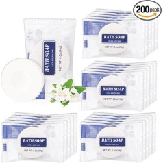 Birių muilo gabalų muilas, 200 pakuočių apvalių mini muilo gabalų, atskirai supakuotų, 0,5 oz kelionių muilas, mažas viešbučio muilas, kelionės dydžio tualetiniai reikmenys viešbučio vonios kambariui (apvalus)