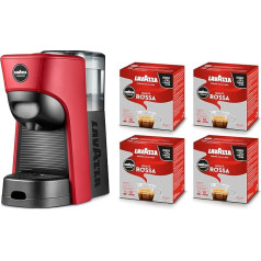 Lavazza, A Modo Mio Tiny Eco Red Kavos aparatas su 64 kapsulėmis, perdirbto plastiko espreso aparatas, 1450 W, 220-240 V, 50/60 Hz, 0,6 l