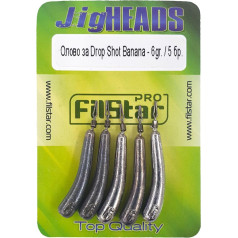 PRO FILSTAR Drop Shot švinas 5 x 6 g - Dropshot švinas Teardshop formos išlenktas - Žvejybinių svarelių rinkinys su sūpuoklėmis - Žvejybiniai svareliai - Jig Heads - Žvejybinis švinas - Žvejybos rinkinys - Žvejybiniai svareliai - Žvejyba