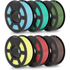TECBEARS Matinis PLA siūlų rinkinys 6KG, greita PLA 3D Drucker siūlų gija su matine viršutine dalimi, skirta 0-600 mm/s, 6 vnt. 1 kg siūlų, 6 spalvos Blau, Braun, Gelb, Rot, Grün, Oliv Grün