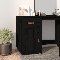 OHOOWOO Schreibtisch-Schrank Schwarz 40x50x75 cm Massivholz Kiefer,Schreibtischschrank aus Kiefernholz für Ordnung und Stil im Wohnraum Aufbewahrungsschränke, Schließfächer