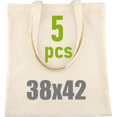 IDEA HOME Baumwolltasche 38x42cm- Jutebeutel Groß - Stoffbeutel Unbedruckt, Personalisierung Möglich - Bestickung oder Bemalung - Stofftasche mit zwei langen Henkeln - Ökotex 100 Zertifiziert