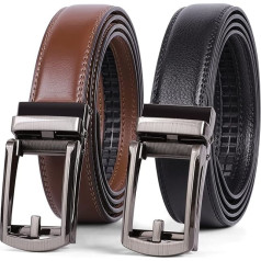WERFORU Pack of 2 Vyriškas odinis diržas su skaidrių Automatinis odinis diržas Ratchet diržas vyrams su automatine sagtimi
