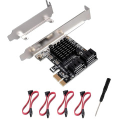PCIE 1X SATA kortelė, 4 prievadai, su 4 SATA kabeliais ir žemo profilio laikikliu, PCIE ir SATA 3.0 6 Gb/s valdiklis, PCIE ir SATA išplėtimo kortelė, SATA valdiklis, SATA PCIE kortelė, 