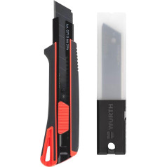Würth 2K 071566296 pjaustymo peilis 25 mm, įskaitant 1 + 10 atlenkiamų ašmenų, itin aštrus, juodas 071566296 komunalinių paslaugų peilis popieriaus peilis