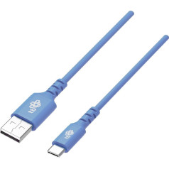 Kabelio usb-usb c 1m silikoninis mėlynas greitasis įkrovimas