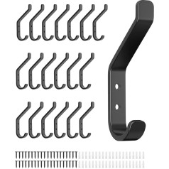 susswiff 20 vienetų aliuminio kabliukai kabo Max 10kg sienos kabliai su varžtais Heavy Duty nerūdijančio plieno laikiklis rankšluostis kuprinė skrybėlė Tvirtas metalinis kablys durų ir sienos 10cm