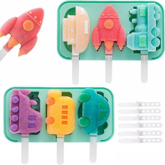 Silikon-Formen für Eis am Stiel für Kinder, Eisformen mit Stäbchen, BPA-frei, wiederverwendbar, leicht zu lösen, lebensmittelechtes Silikon, Grün, 2 Stück