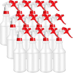 12 pakuočių 16 uncijų plastikinių purškiamųjų butelių, atsparių nutekėjimui, tuščių ir daugkartinio naudojimo, skirtų valymui, vandeniui, automobilio detalėms, vonios kambariui ir virtuvei, komerciniams ir bendrabučio reikmėms (raudona, b