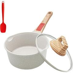 16 cm keptuvė su dangčiu, 1,5 l neprideganti keptuvė su nuimama rankena, pieno keptuvė su nepridegančia danga, tinka visoms kaitlentėms, galima plauti indaplovėje ir orkaitėje (balta)
