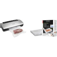 CASO VC15 Vacuum Sealer - Test Winner Vacuum Device & Caso Professional folijos maišeliai 20 x 30 cm / 50 maišelių, skirti visiems vakuuminiams sandarikliams, be BPA, labai tvirti ir atsparūs plyšimui, maždaug 150 µm, atsparūs aromatui,