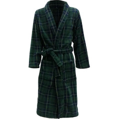Thermo Fleece Morgenmantel mit Tartan-Muster - grün dunkelblau - Herren