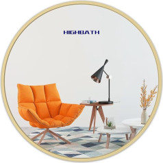 Wandspiegel 80 cm mit Goldrahmen Moderner runder Hängespiegel für Badezimmer Schlafzimmer Wohnzimmer Flur Wandmontage Make-up Ankleidespiegel