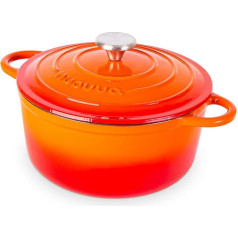 Ketaus puodas su dangčiu - emaliuota kepimo forma, apsaugota nuo prilipimo prie orkaitės - oranžinė, 4,7 litro, 24 cm - tinka duonai kepti - Gamintojas: Nuovva