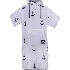 ATLANTIC SHORE | Banglentės | Badeponcho mit Kapuze aus 100% Baumwolle | Unisex | Anchor Edition für Erwachsene