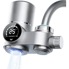 Vandens filtro čiaupas, kalkių nuosėdų filtro čiaupas, geriamojo vandens filtras, čiaupo filtras pašalina chlorą, sunkiuosius metalus ir blogą skonį (įskaitant 1 filtrą, 12 adapterių)