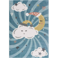 carpet city Vaikiškas kilimas Vaikų kambarys Mėlyna - 160 x 230 cm - Mėnulio debesys Žvaigždės - Vaikų kambario kilimai Mergaitės Berniukai - Kūdikių kambario kilimas - Žaidimų kilimėlis