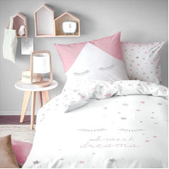 MTOnlinehandel Stars Flannelette patalynė 135 x 200 cm Mielos ir šiltos vaikiškos patalynės mergaitėms Užvalkalas pagalvei 80 x 80 cm + antklodės užvalkalas 135 x 200 cm 100 % medvilnė Dovanų žiemos motyvas Flanelė