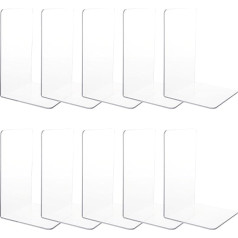 Skaidrūs akriliniai knygų skirtukai, 18,4 x 12,2 x 12,2 cm, nematomi ir stilingi knygų skirtukai knygoms tvarkyti, neslidūs akriliniai knygų skirtukai namams, biurui