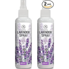 Levandų aromato purškalo rinkinys 2 x 250 ml - Aromatinis purškalas - Levandų pagalvės purškalas - Kambario purškalas su levandų eteriniu aliejumi - Aromatinis purškalas atsipalaidavimui - raminantis - skirtas jogai - Levandų pagalvės purškala