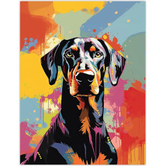 Artery8 Dobermanas šuo meilužis dovanų Pet portretas abstraktus pop meno kūrinys tapyba didelis sienų meno Plakatas spausdinti storio popieriaus 18 x 24 colių