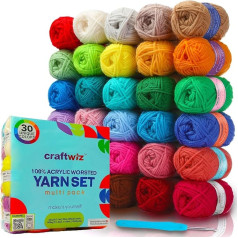 100 % akrilo verpalai nėrimui ir mezgimui - kamuoliukas iš #4 šukuotinių verpalų, 1600 metrų minkštų nėrimo verpalų, puikiai tinka amigurumi siūlams ir kitiems mažiems amatų projektams