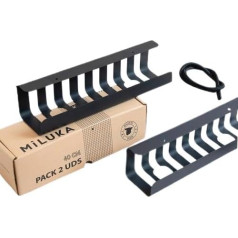 2 kabelių organizatorių pakuotė stalams - 40 x 10 cm kabelių dėklai - matinės juodos spalvos - idealiai tinka biuro, žaidimų ar TV stalams