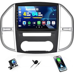 4G + 64G CAMECHO Android 13 automobilinis radijas Mercedes Benz Vito 3 W447 (2014-2020) su Carplay Android Car, 10 colių ekranas 2DIN su navigacija RDS FM MirrorLink Bluetooth 5.0 + atbulinės eigos kamera