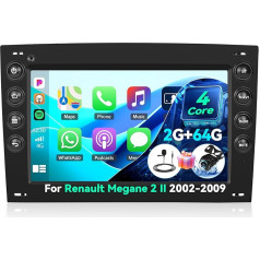 2G+64G Autoradio Android für Renault Megane 2 II 2002-2009 Wireless CarPlay Android Auto 7 Zoll Touchscreen Bildschirm Navi GPS mit Ruckfahrkamera Mirror Link WiFi FM/RDS Radio Lenkradsteuerung