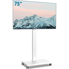 FITUEYES televizoriaus stovas 32-75 colių plazminiams / LCD / LED televizoriams skirtas riedantis televizoriaus vežimėlis Grindų stovas su ratukais Reguliuojamas aukštis, pasukamas ±30°, pakreipiamas 10°, iki 40 kg VESA 600 x 400 mm