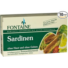 Fontaine Sardinės be odos, be kaulų, 120 g žuvų konservų, 10 vnt. (10 x 120 g)