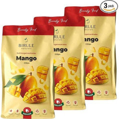 BIRULE naturals Freeze-Dried Mango (3 x 120 g) 360 g | Džiovinti mangų traškučiai | 100% gryni vaisiai be pridėtinio cukraus | Idealus užkandis kelionėms, dovanoms, saldainiams