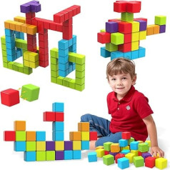 Magnetinės kaladėlės, 1,65 colio dydžio magnetinės kaladėlės mažiems vaikams, sensoriniai ir Montessori žaislai berniukams ir mergaitėms nuo 1, 2, 3 metų (36 vnt.)