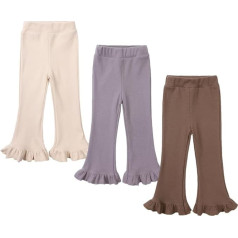 3 pakuotės mažylis kūdikis mergaitė kelnės briaunuotas Bell dugno Flare kelnės su raukiniais elastingas juosmuo antblauzdžiai kelnės drabužiai mergaičių minkštos kelnės kūdikis mergaitė antblauzdžiai Toddler mergaičių Bell Bottoms