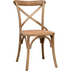 Biscottini Holzsthul 46 x 42 x 86 cm uosio masyvo ir rotango sėdynės su pasenusiu mediniu paviršiumi - Valgomojo kambario kėdės, pagamintos iš medžio, padengto atmosferos poveikiu - Italijoje pagamintos vintažinės kėdės