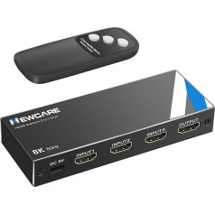 NEWCARE HDMI 2.1 jungiklis 3 in 1 Out, 8K @ 60Hz HDMI jungiklis su nuotolinio valdymo pultu, 4K @ 120Hz HDMI skirstytuvas 3 in 1 Out Palaiko 48Gbps, Dolby Atmos, HDR 10+. Automatinis HDMI jungiklis, skirtas PS5/4 