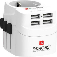 SKROSS universalus kelioninis kištukas su 4 x USB prievadais 1.302461 Baltas